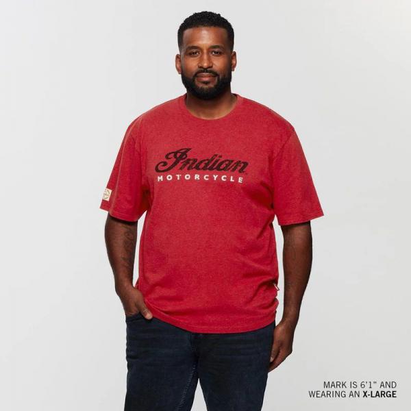 MENS RED MARL SCRIPT LOGO TEE - RED