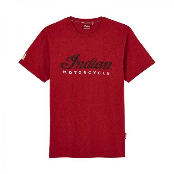 MENS RED MARL SCRIPT LOGO TEE - RED