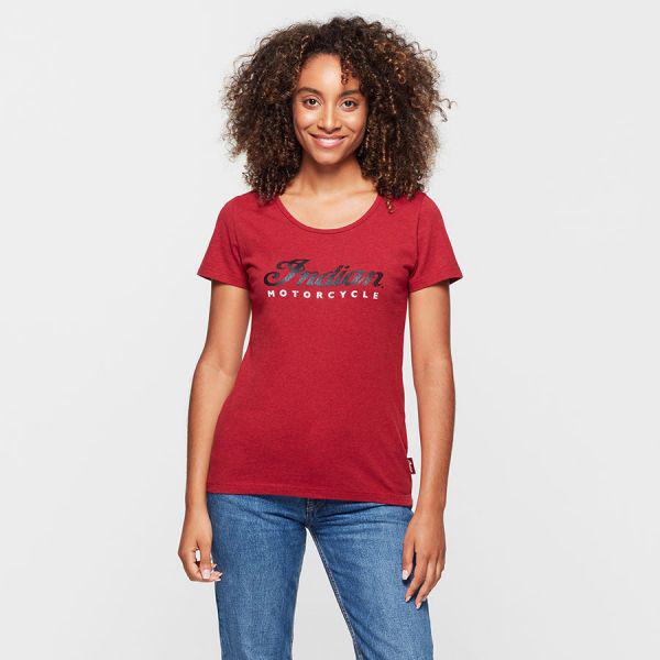 WOMENS 2 COLOR FOIL SCRIPT TEE - RED