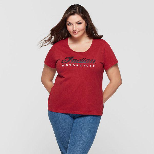 WOMENS 2 COLOR FOIL SCRIPT TEE - RED