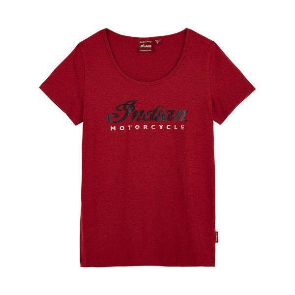 WOMENS 2 COLOR FOIL SCRIPT TEE - RED