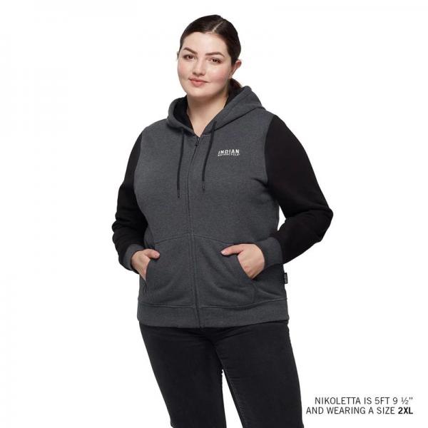 WOMENS CHARCOAL BLACK CONTRAST HOODIE - GRAY