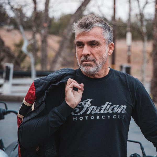 MENS LONG SLEEVE SCRIPT LOGO T-SHIRT - BLACK