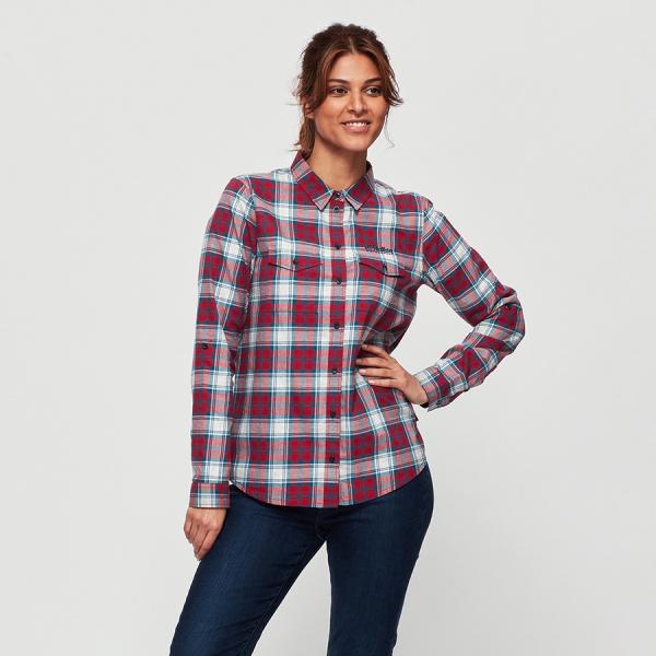 WOMENS SCRIPT EMBROIDERY SHIRT - RED
