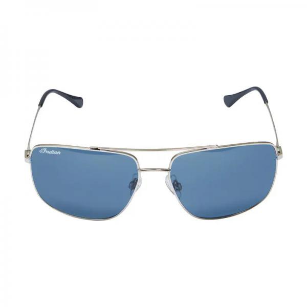 AVIATOR SUNGLASSES WITH BLUE LENS - SILVER