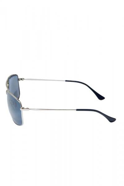 AVIATOR SUNGLASSES WITH BLUE LENS - SILVER