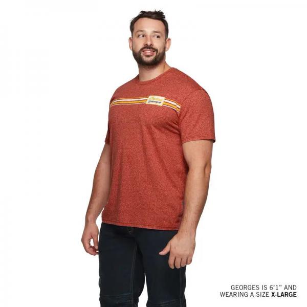MENS STRIPE PATCH PRINT T-SHIRT - RED
