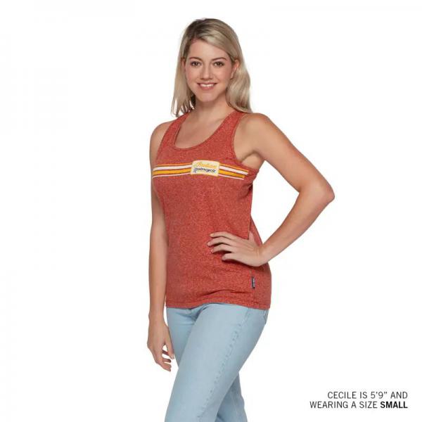 WOMENS STRIPE PATCH PRINT TANK - RED