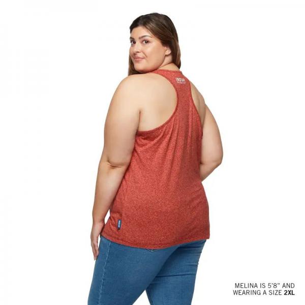 WOMENS STRIPE PATCH PRINT TANK - RED