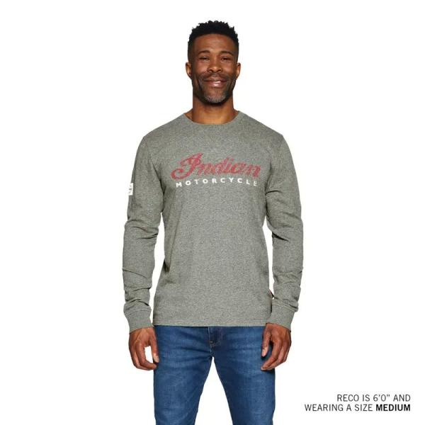 MENS 2 COLOR SCRIPT LONGSLEEVE T-SHIRT - GRAY