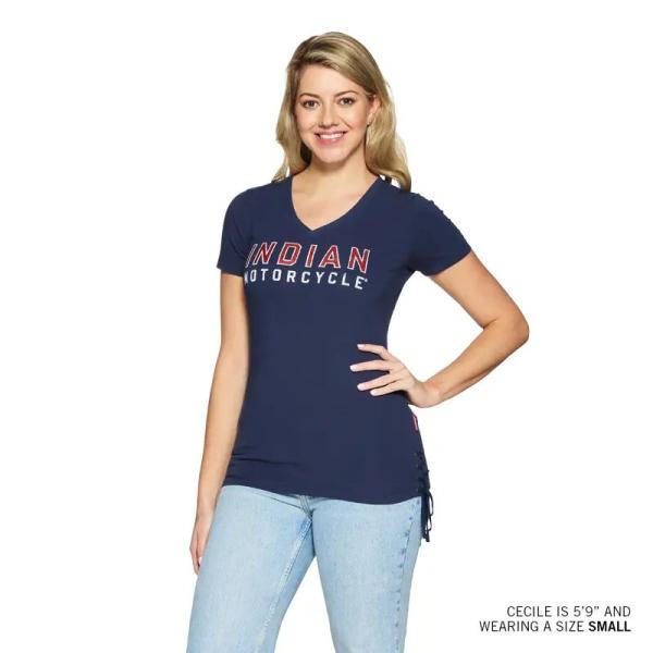 WOMENS GLITTER LOGO TIE T-SHIRT - NAVY