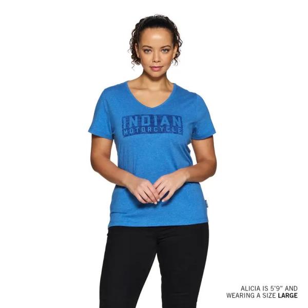 WOMENS STAMP BLOCK LOGO T-SHIRT - BLUE