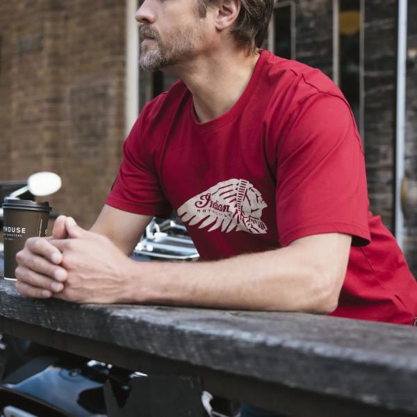 MENS DISTRESSED HEADDRESS T-SHIRT - RED