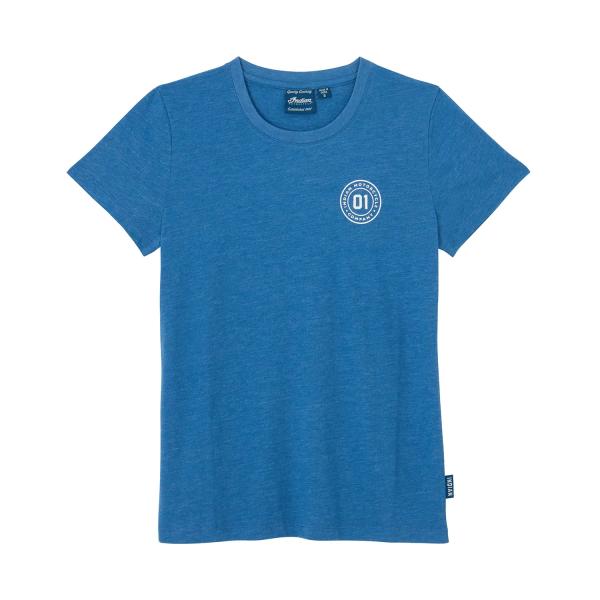 WOMENS VERTICAL LOGO PRINTED T-SHIRT - BLUE