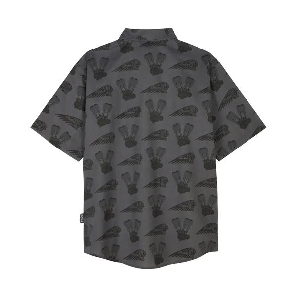 MENS ENGINE HEADDRESS PRINT SHIRT - GRAY