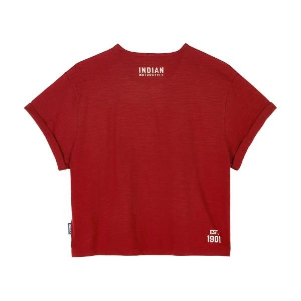 WOMENS CROPPED HEADDRESS T-SHIRT - RED