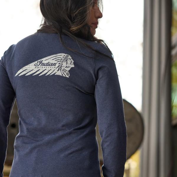 WOMENS HEADDRESS HENLEY LS TEE - NAVY
