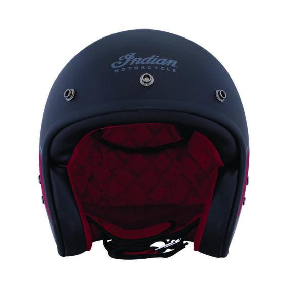 RETRO OPEN FACE HELMET WITH STRIPE AND CHECKER - MATTE BLACK