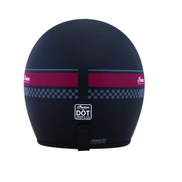 RETRO OPEN FACE HELMET WITH STRIPE AND CHECKER - MATTE BLACK