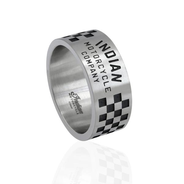 Mens Speedway Checkered Band Ring
