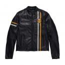 MENS CAFE LEATHER JACKET - BLACK