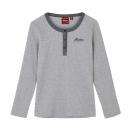 WOMENS MARL HEADDRESS HENLEY LONG SLEEVE T-SHIRT - GRAY