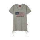 WOMENS FLAG BIKES PRINT TEE - GRAY