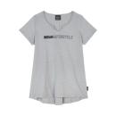 WOMENS LOGO BACK PLEAT TEE - GRAY