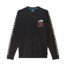 MENS CHECKERED GRAPHIC LONG SLEEVE T-SHIRT - BLACK