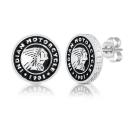 Roundel Headdress Silver & Bling Post Earrings