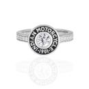 Womens Rivet & White Stone Ring