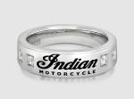 Womens Indian Motorcycle Script Band Ring with Stones